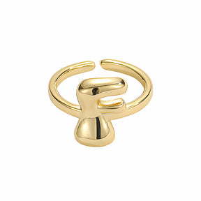 Golden Glow Bubble Letter Initial Ring