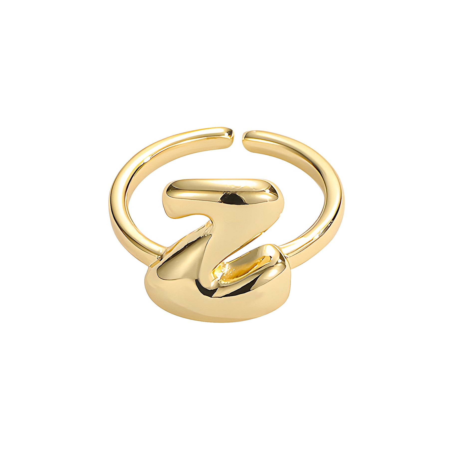 Golden Glow Bubble Letter Initial Ring