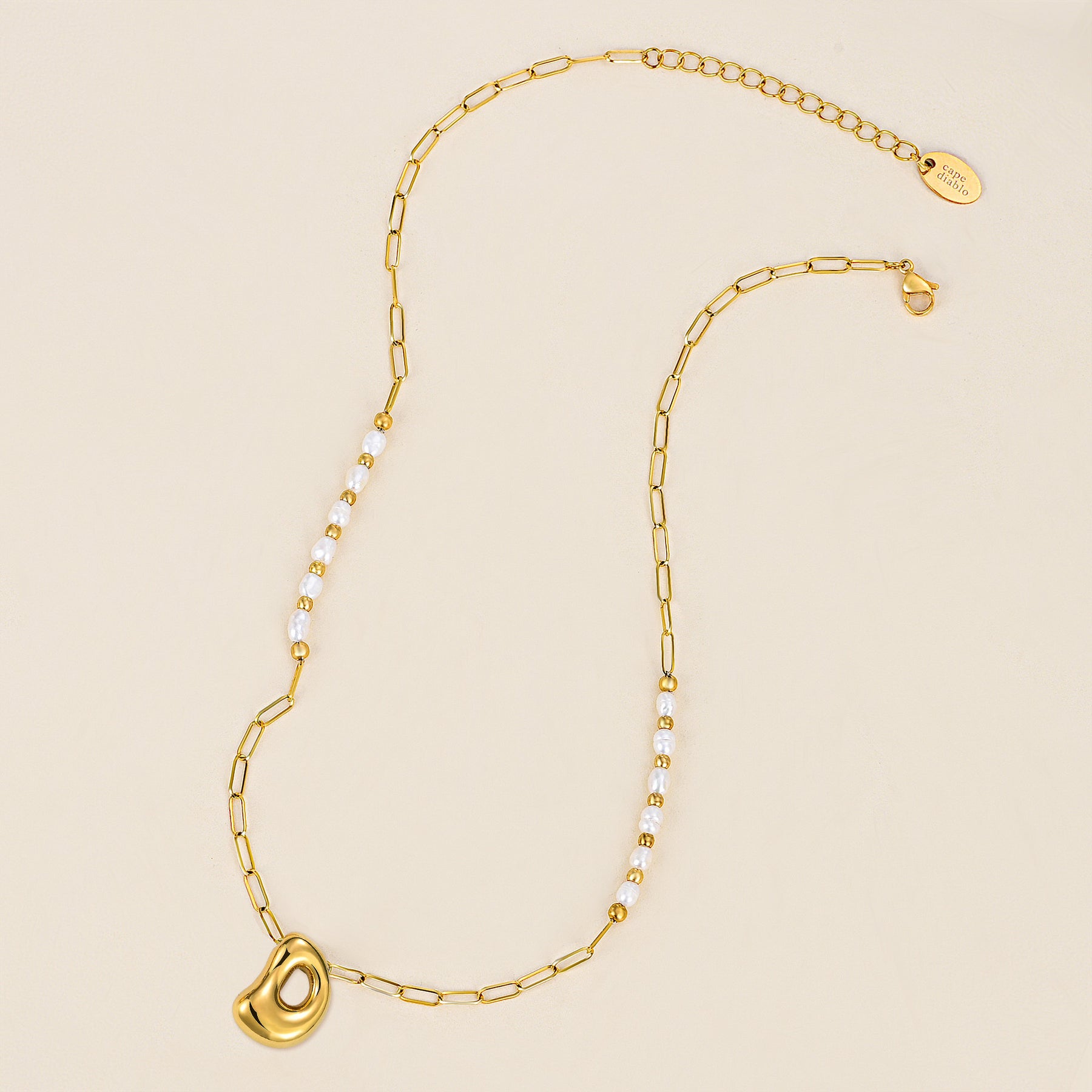 Chic Bubble Pearl Initial Chain Necklace