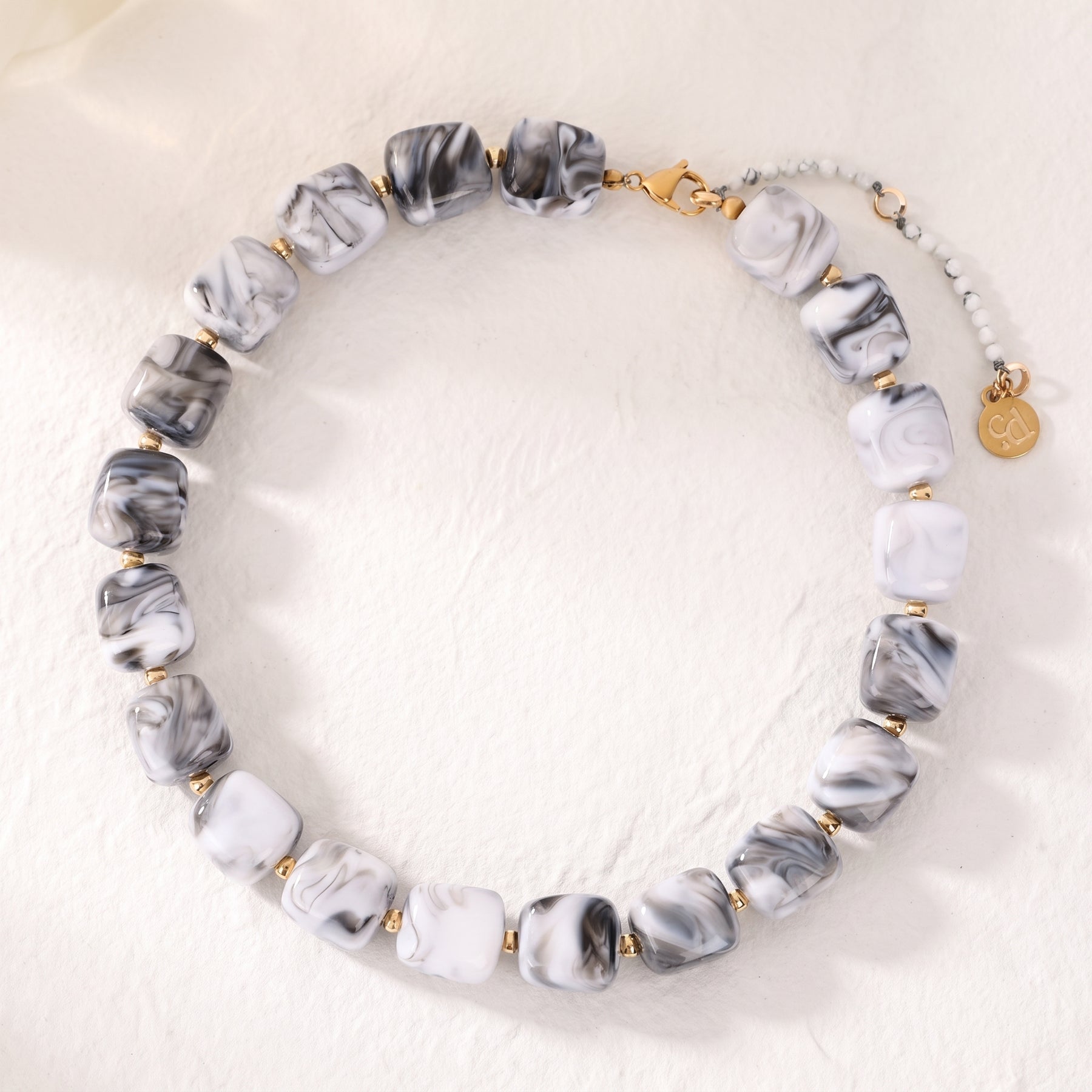 Chunky Square Bead Necklace Black