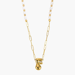 Chic Bubble Pearl Initial Chain Necklace