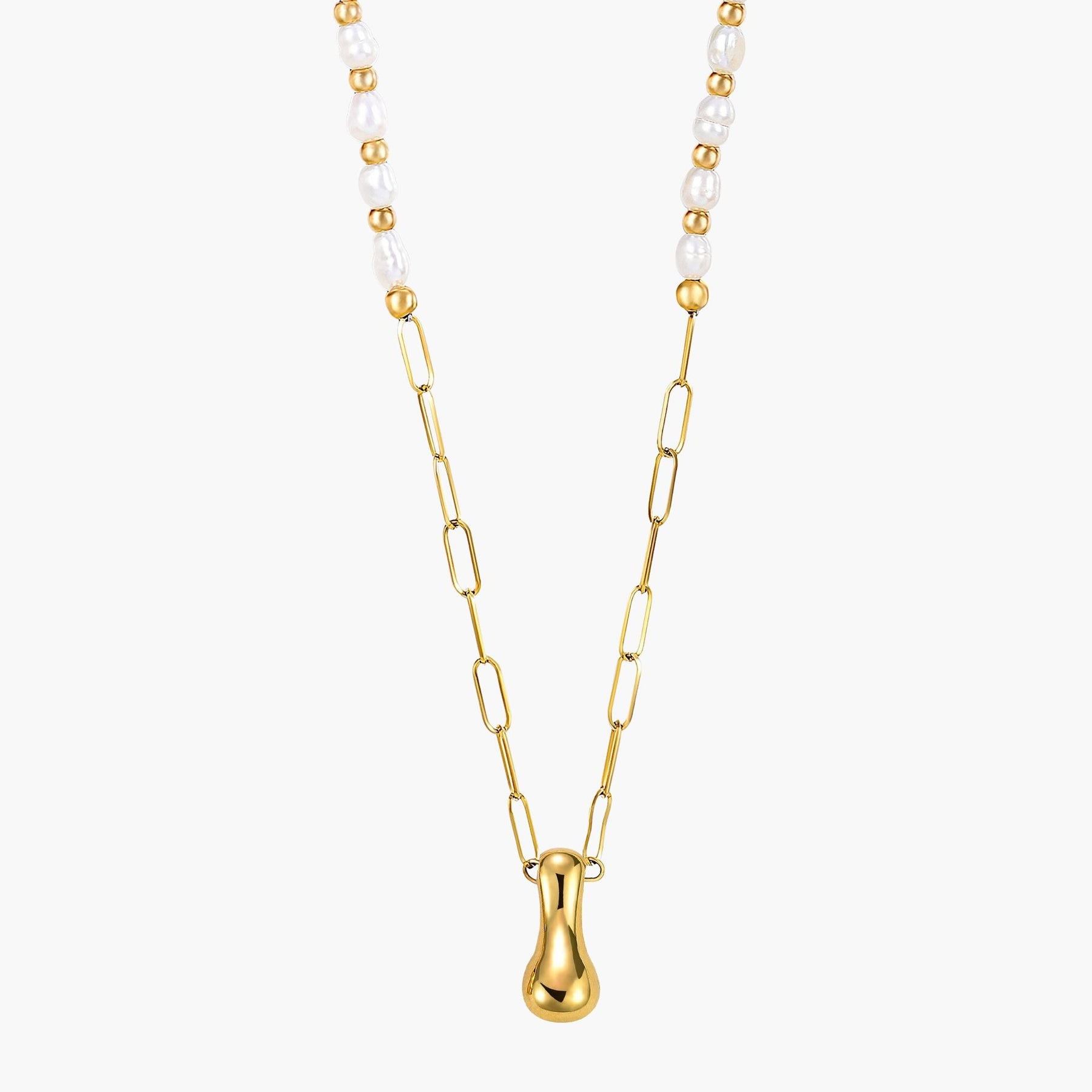 Chic Bubble Pearl Initial Chain Necklace