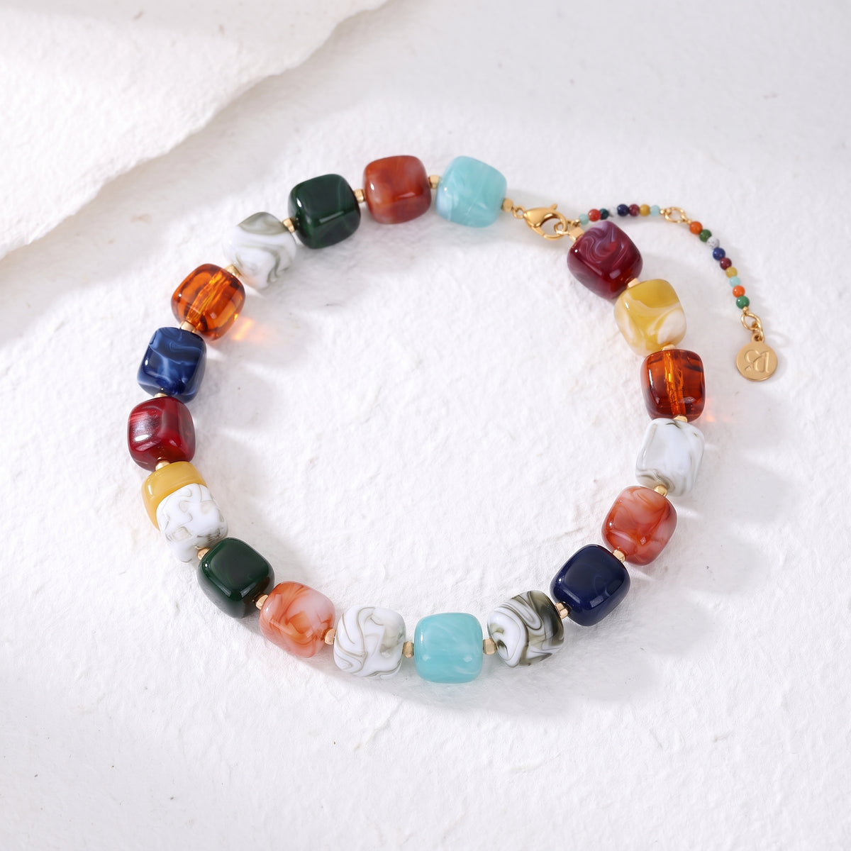 Chunky Square Bead Necklace Autumn