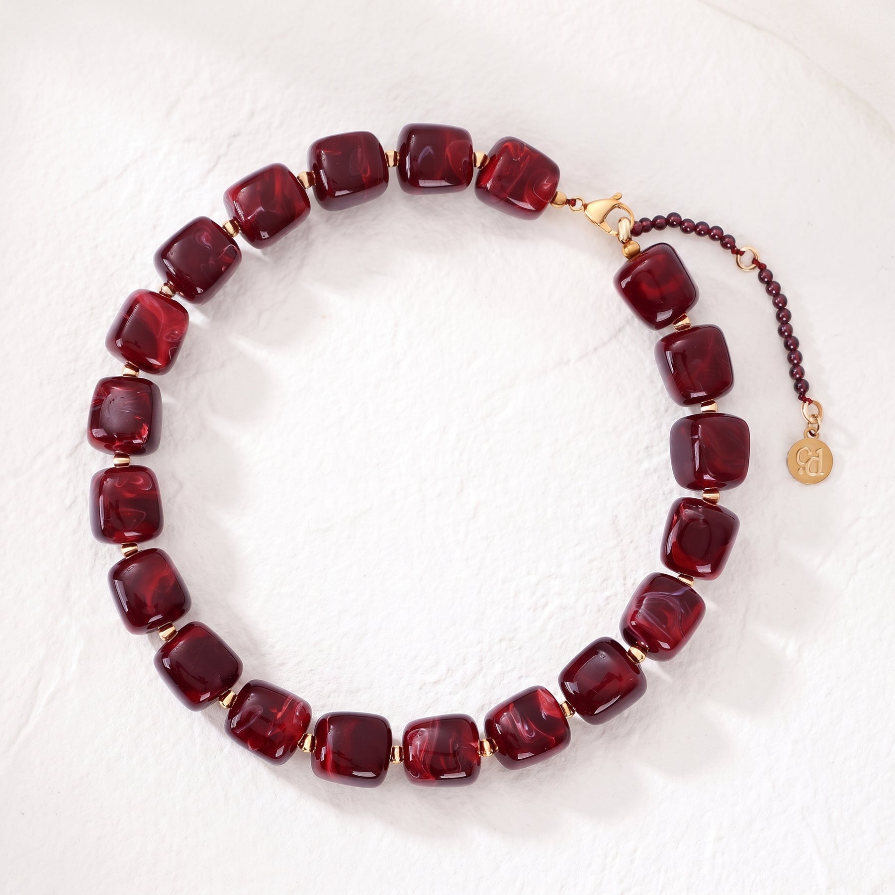 Chunky Square Bead Necklace Brown