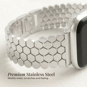 Silver Honeycomb Luxury Apple Watch Strap