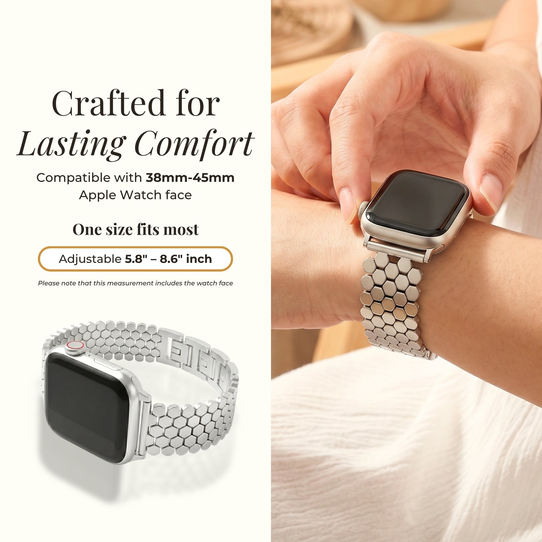 Silver Honeycomb Luxury Apple Watch Strap