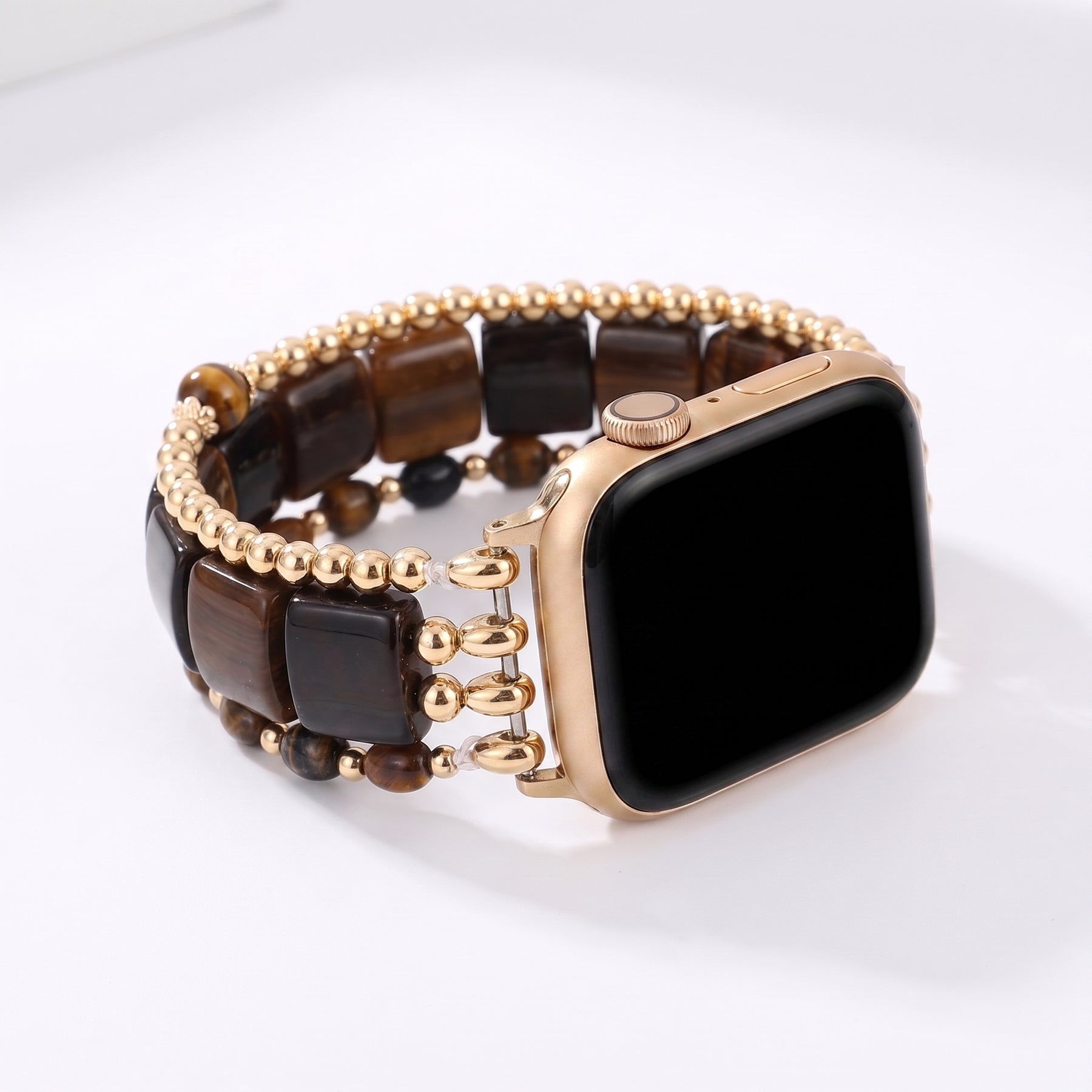 Wild Grace Agate Stretch Apple Watch Strap Silver