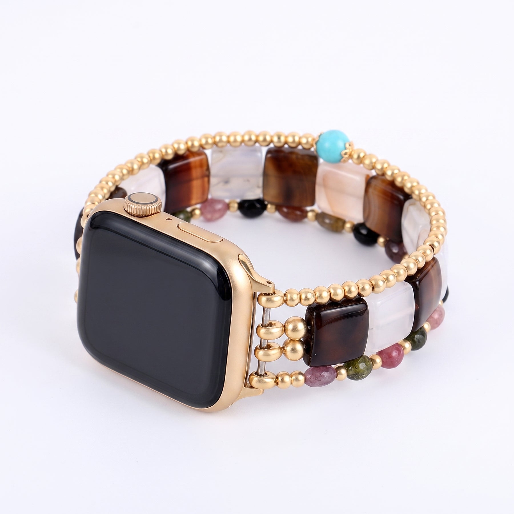 Wild Grace Agate Stretch Apple Watch Strap Silver