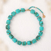 Chunky Square Bead Necklace Brown