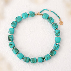 Chunky Square Bead Necklace Brown