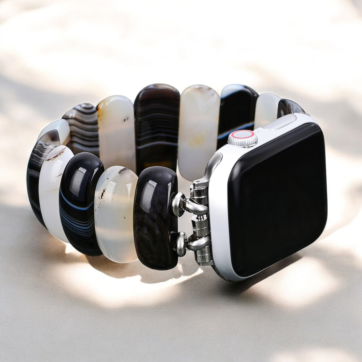 Obsidian Frost Agate Stretch Apple Watch Strap