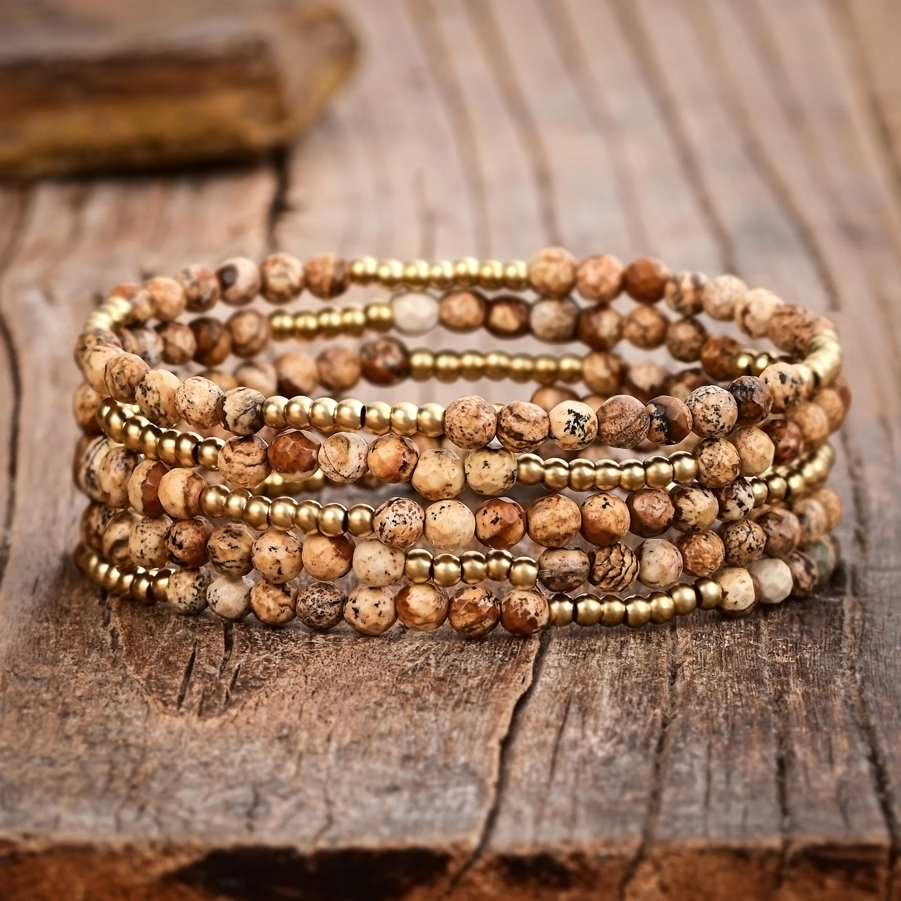 Golden Earth Jasper Bracelet Set