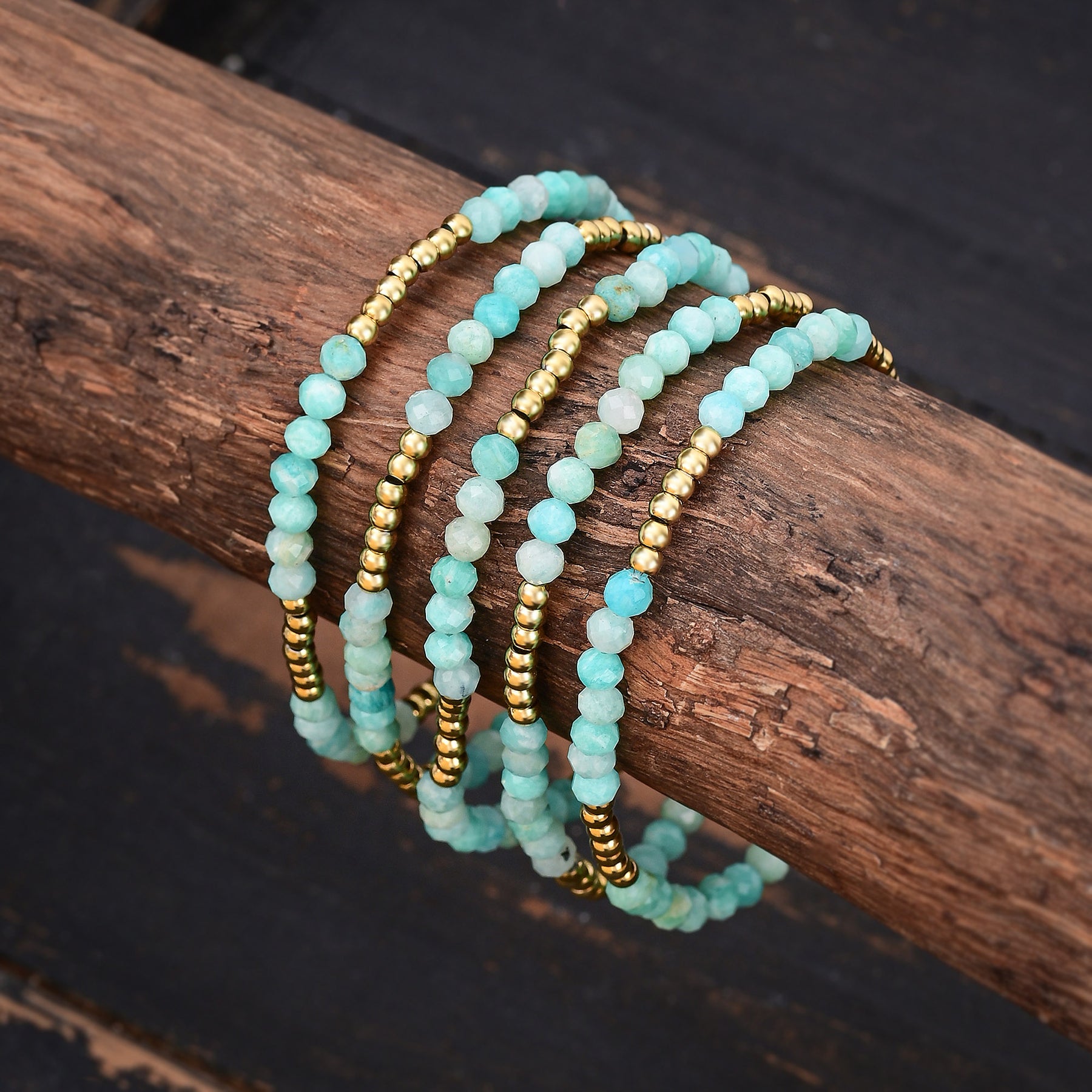 Glowing Amazonite Bracelet Set