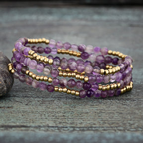 Golden Violet Amethyst Bracelet Set