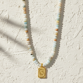 Amazonite Initial Letter Charm Necklace