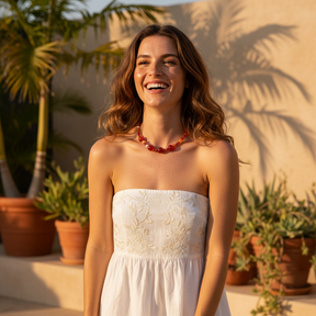 Red Agate & Pearl Harmony Necklace