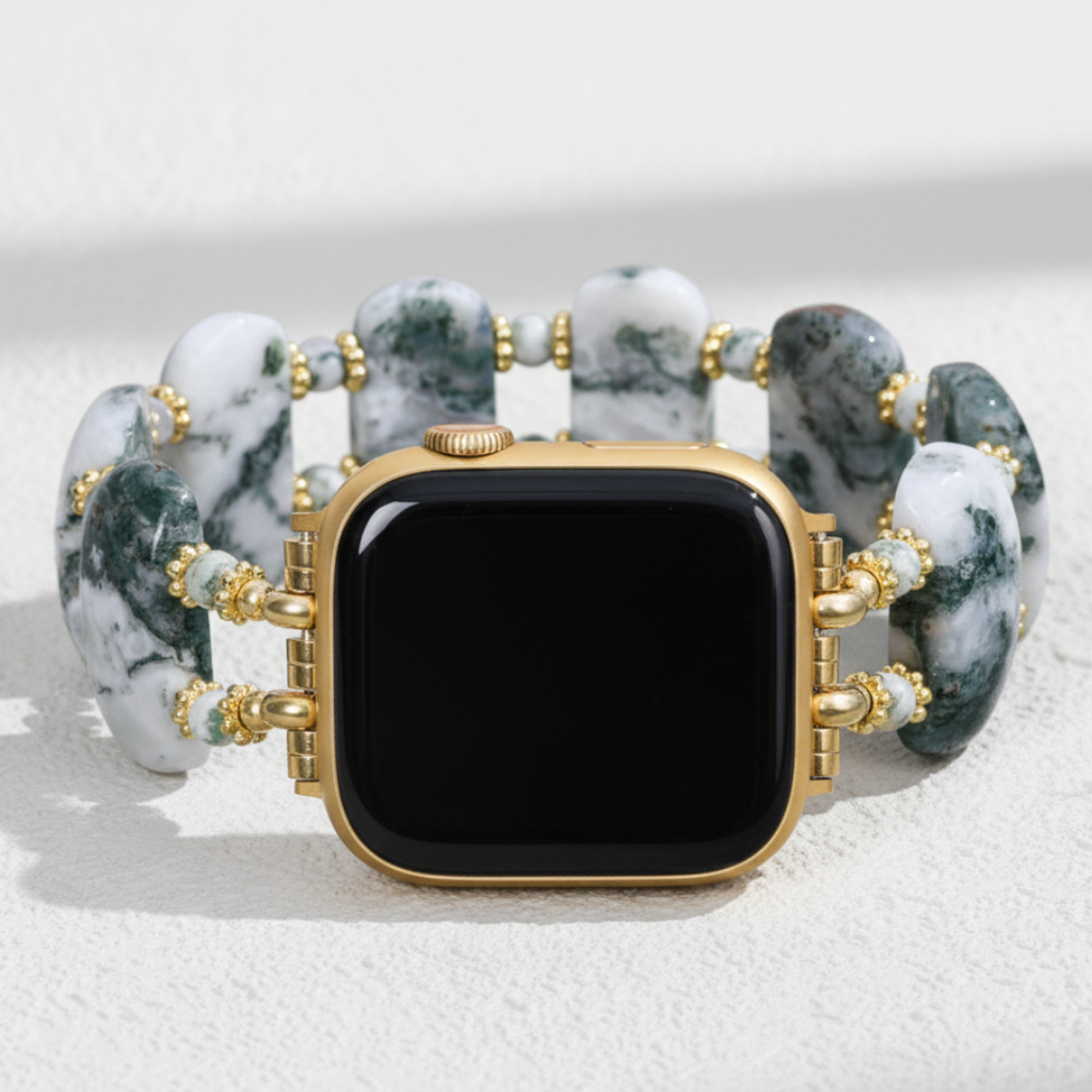Forest Agate Earth Stretch Apple Watch Strap