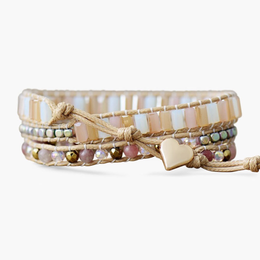 Precious Rose Quartz Teardrop Wrap Bracelet - Cape Diablo